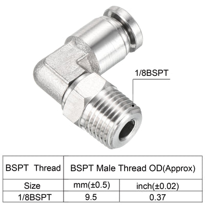 Harfington Push to Connect Fitting Elbow Tube OD Male Thread, Stainless Steel Right Angle Hose Pipe Connector