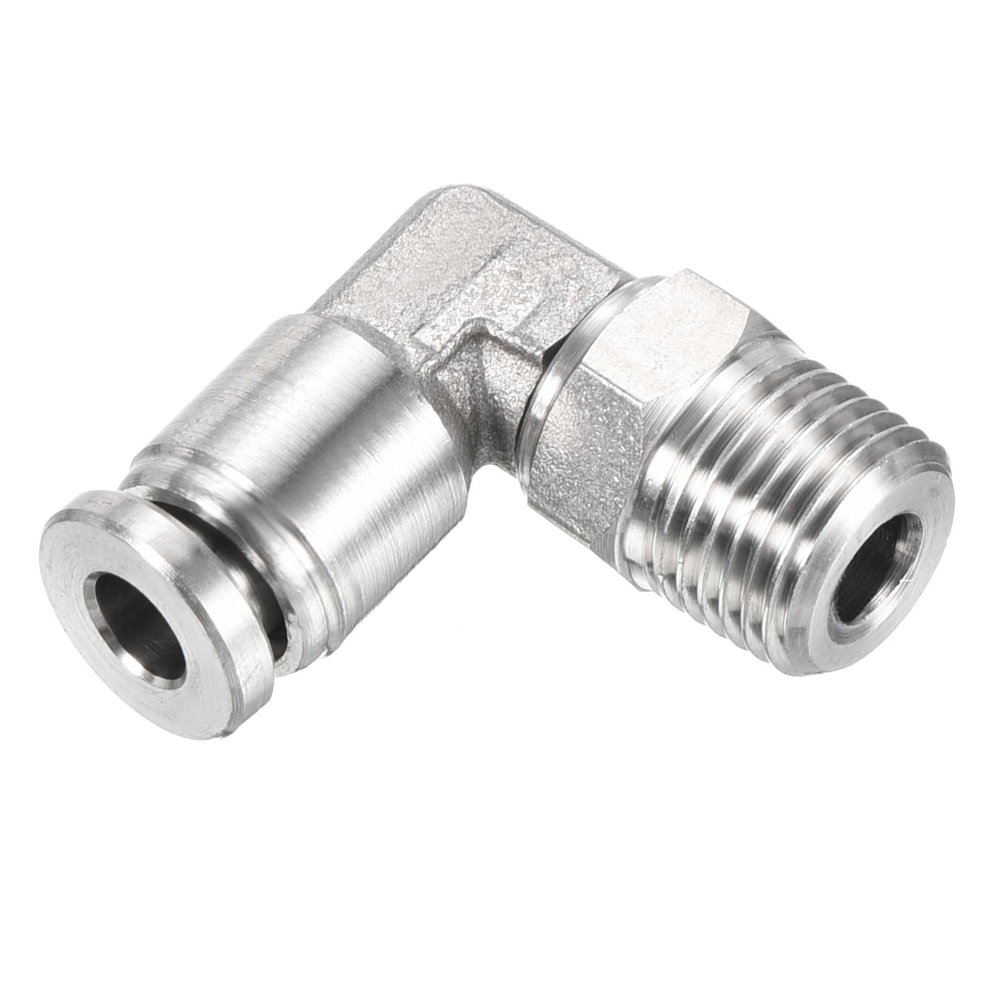 Harfington Push to Connect Fitting Elbow Tube OD Male Thread, Stainless Steel Right Angle Hose Pipe Connector