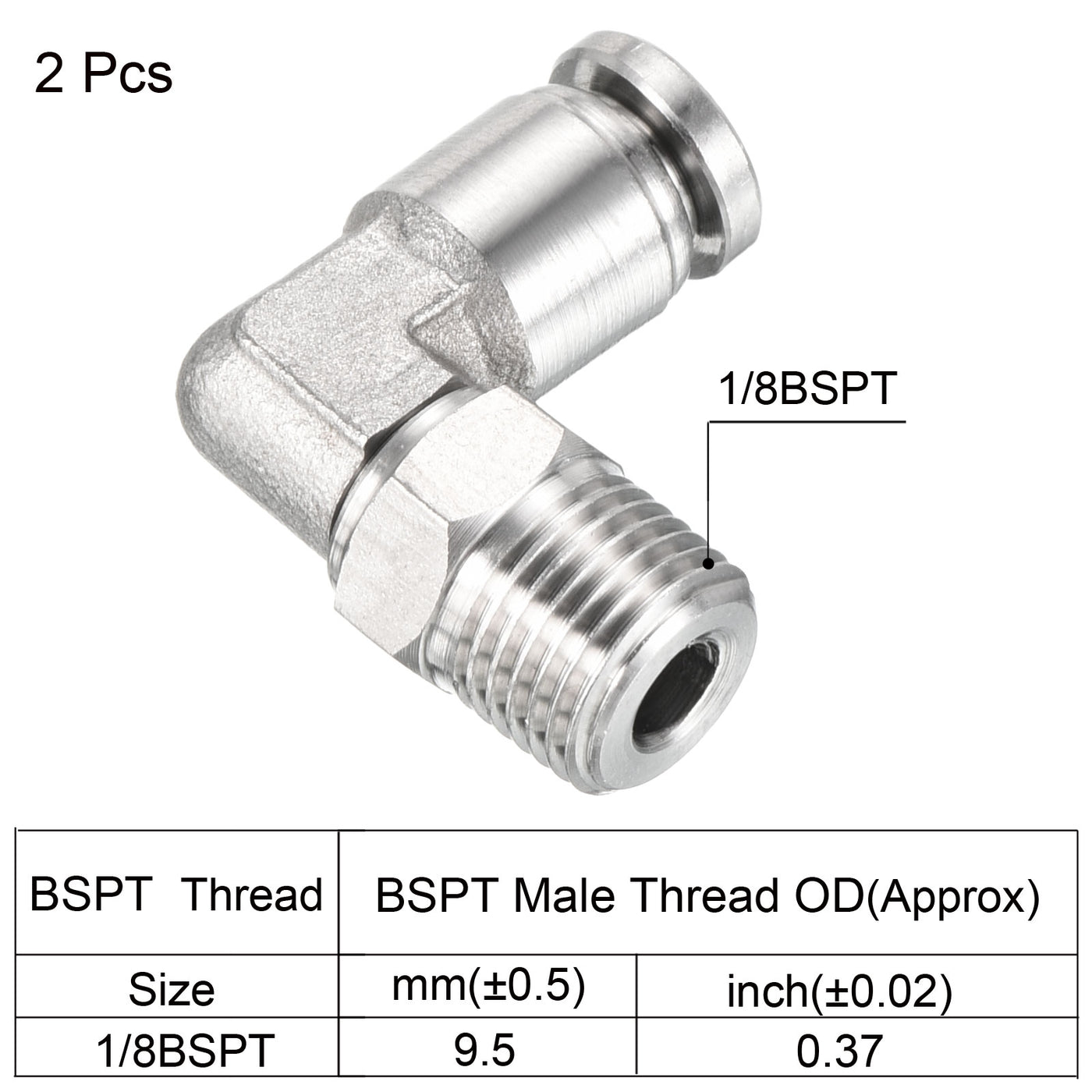 Harfington Push to Connect Fitting Elbow Tube OD Male Thread, Stainless Steel Right Angle Hose Pipe Connector