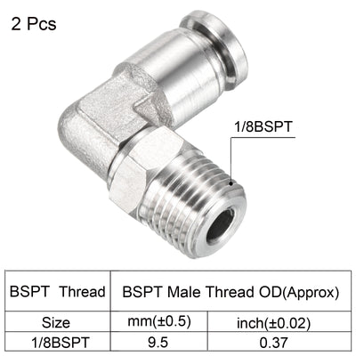 Harfington Push to Connect Fitting Elbow Tube OD Male Thread, Stainless Steel Right Angle Hose Pipe Connector