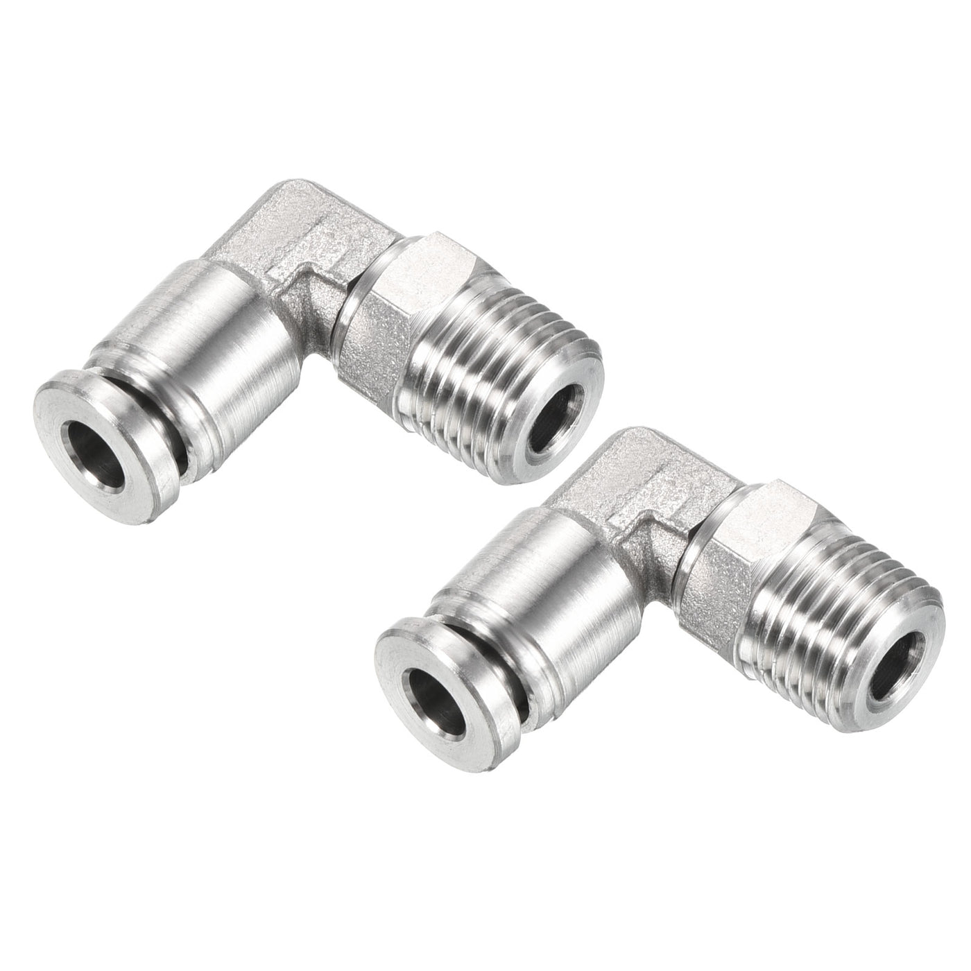 Harfington Push to Connect Fitting Elbow Tube OD Male Thread, Stainless Steel Right Angle Hose Pipe Connector