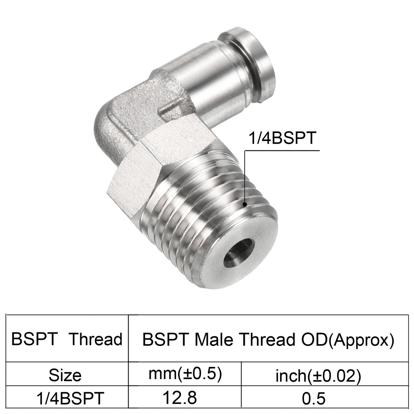 Harfington Push to Connect Fitting Elbow Tube OD Male Thread, Stainless Steel Right Angle Hose Pipe Connector