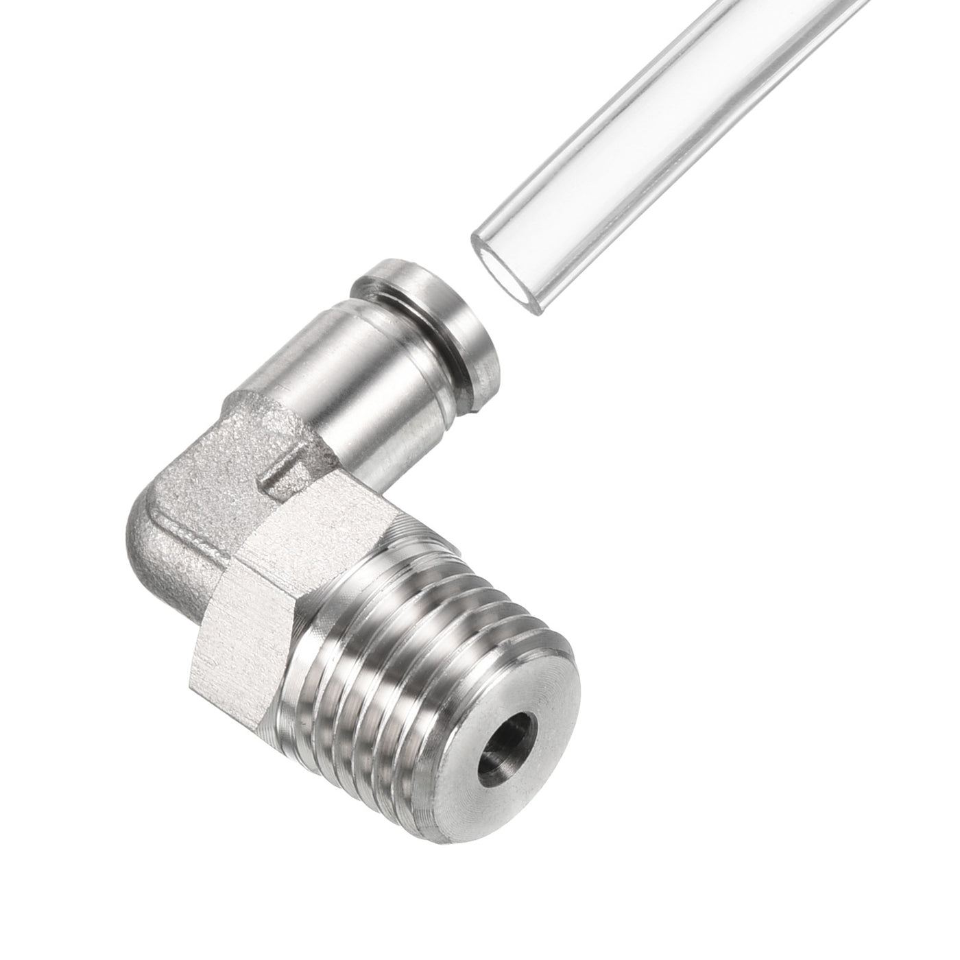 Harfington Push to Connect Fitting Elbow Tube OD Male Thread, Stainless Steel Right Angle Hose Pipe Connector