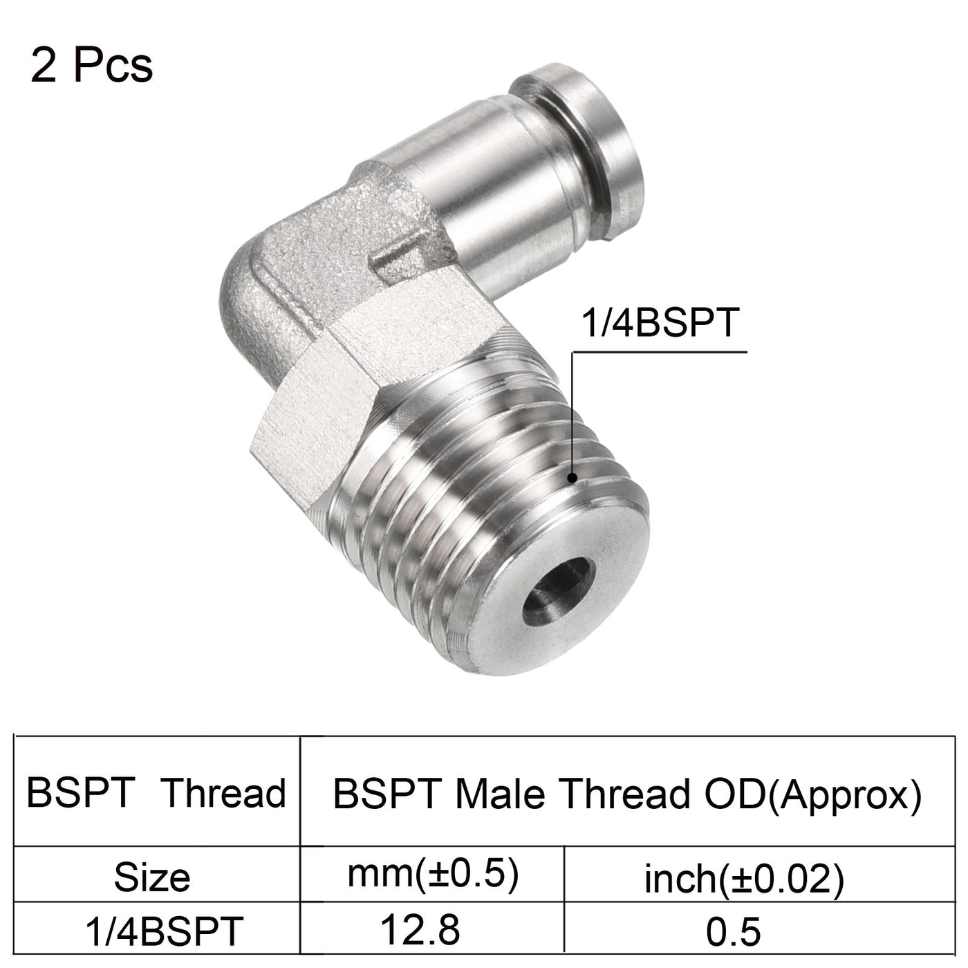 Harfington Push to Connect Fitting Elbow Tube OD Male Thread, Stainless Steel Right Angle Hose Pipe Connector