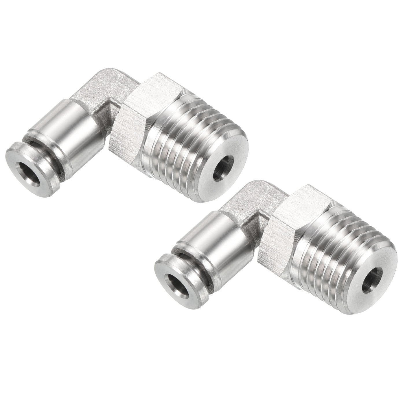 Harfington Push to Connect Fitting Elbow Tube OD Male Thread, Stainless Steel Right Angle Hose Pipe Connector