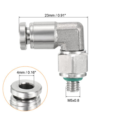 Harfington Push to Connect Fitting Elbow Tube OD Male Thread, Stainless Steel Hose Pipe Connector