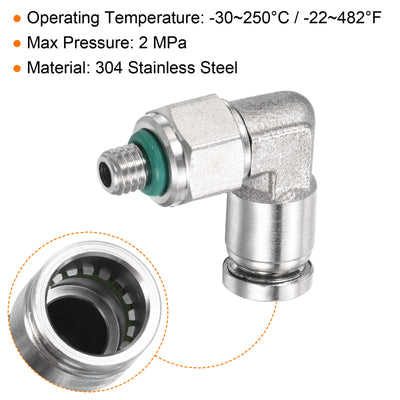 Harfington Push to Connect Fitting Elbow Tube OD Male Thread, Stainless Steel Hose Pipe Connector