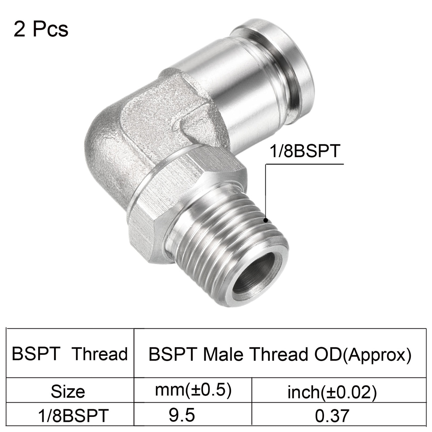 Harfington Push to Connect Fitting Elbow Tube OD Male Thread, Stainless Steel Right Angle Hose Pipe Connector