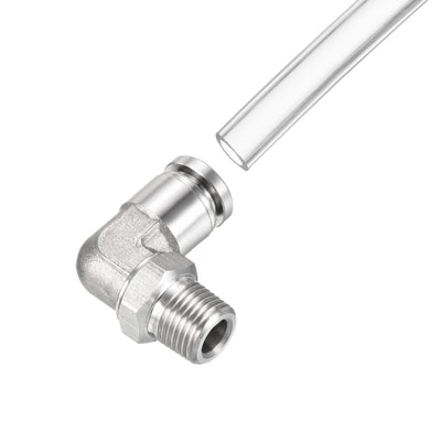 Harfington Push to Connect Fitting Elbow Tube OD Male Thread, Stainless Steel Right Angle Hose Pipe Connector