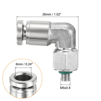 Harfington Push to Connect Fitting Elbow Tube OD Male Thread, Stainless Steel Hose Pipe Connector