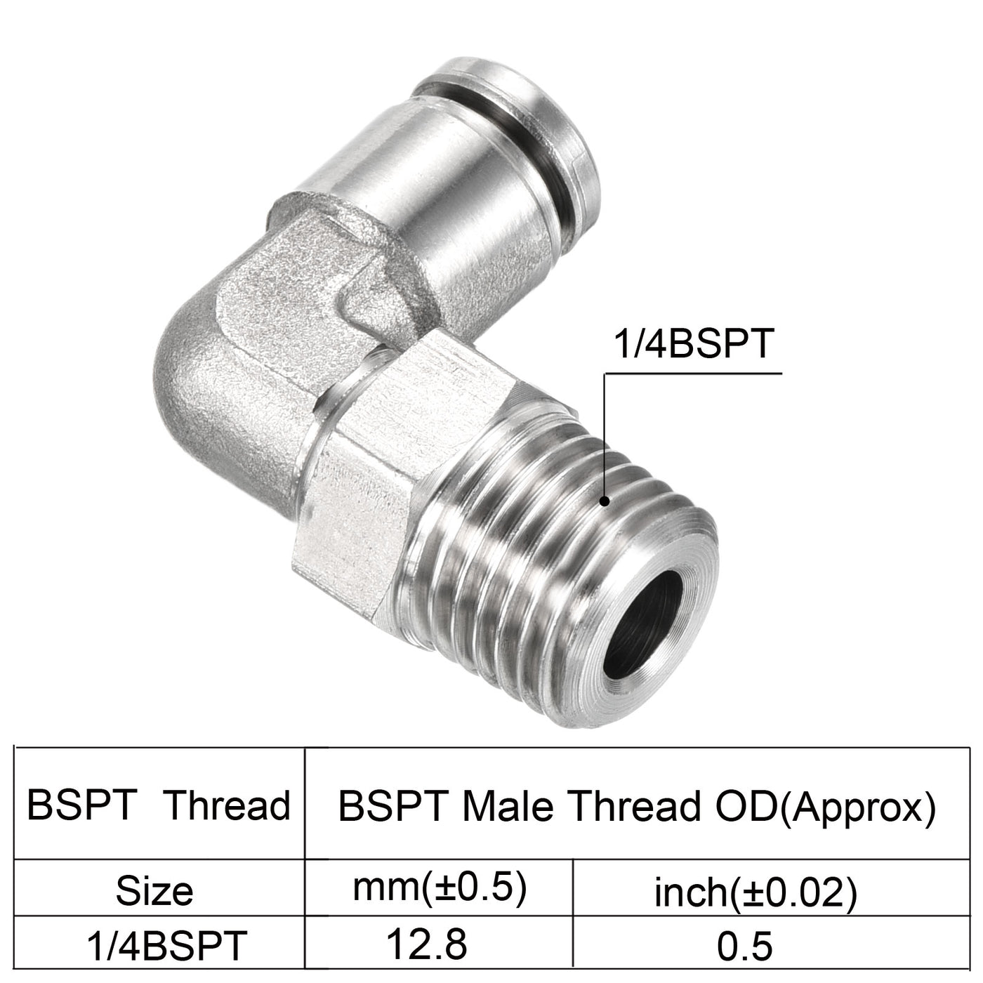 Harfington Push to Connect Fitting Elbow Tube OD Male Thread, Stainless Steel Right Angle Hose Pipe Connector