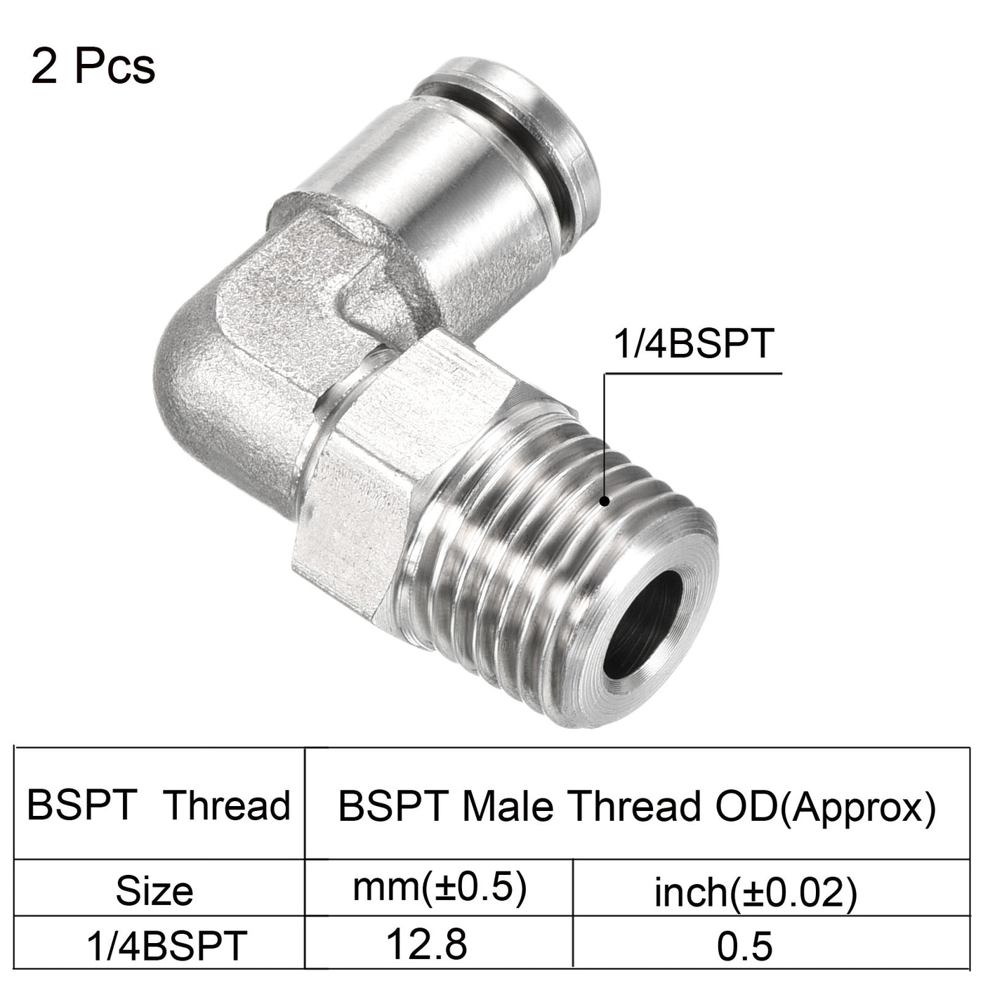 Harfington Push to Connect Fitting Elbow Tube OD Male Thread, Stainless Steel Right Angle Hose Pipe Connector