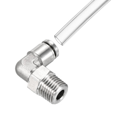 Harfington Push to Connect Fitting Elbow Tube OD Male Thread, Stainless Steel Right Angle Hose Pipe Connector