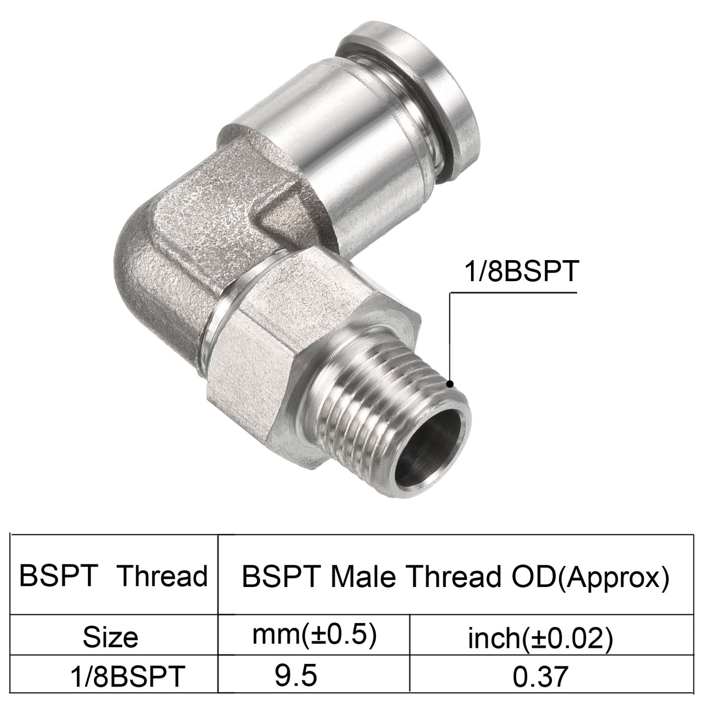 Harfington Push to Connect Fitting Elbow Tube OD Male Thread, Stainless Steel Right Angle Hose Pipe Connector