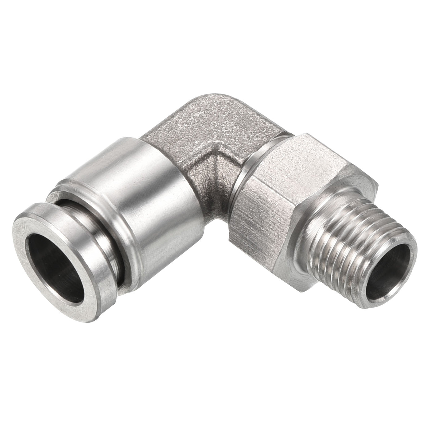 Harfington Push to Connect Fitting Elbow Tube OD Male Thread, Stainless Steel Right Angle Hose Pipe Connector