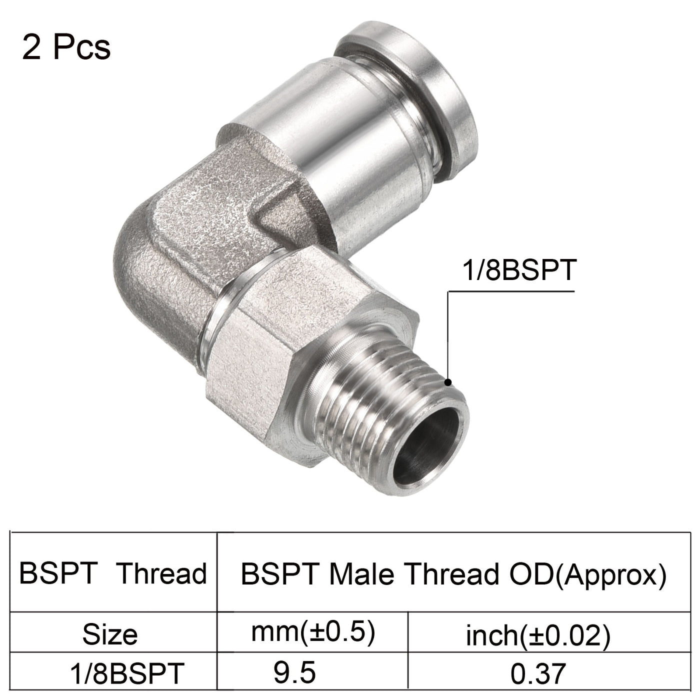 Harfington Push to Connect Fitting Elbow Tube OD Male Thread, Stainless Steel Right Angle Hose Pipe Connector