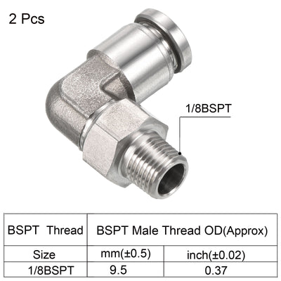 Harfington Push to Connect Fitting Elbow Tube OD Male Thread, Stainless Steel Right Angle Hose Pipe Connector