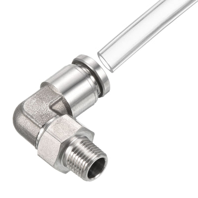 Harfington Push to Connect Fitting Elbow Tube OD Male Thread, Stainless Steel Right Angle Hose Pipe Connector