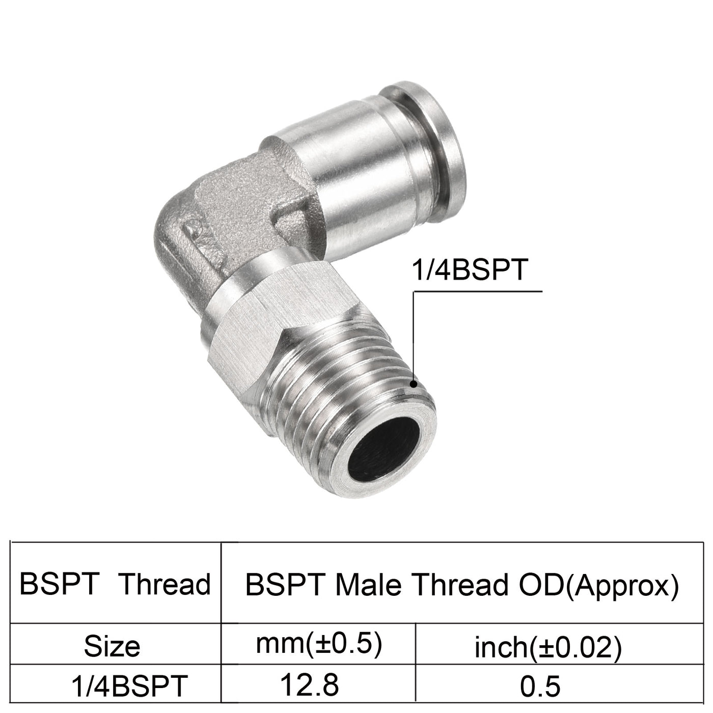 Harfington Push to Connect Fitting Elbow Tube OD Male Thread, Stainless Steel Right Angle Hose Pipe Connector