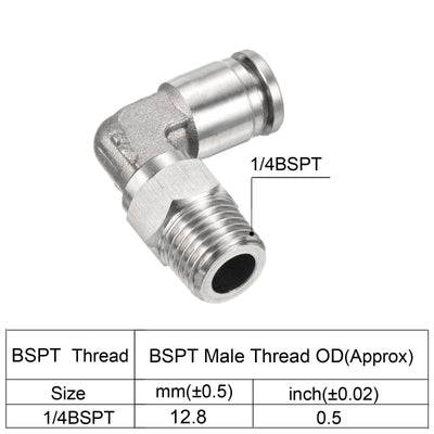 Harfington Push to Connect Fitting Elbow Tube OD Male Thread, Stainless Steel Right Angle Hose Pipe Connector