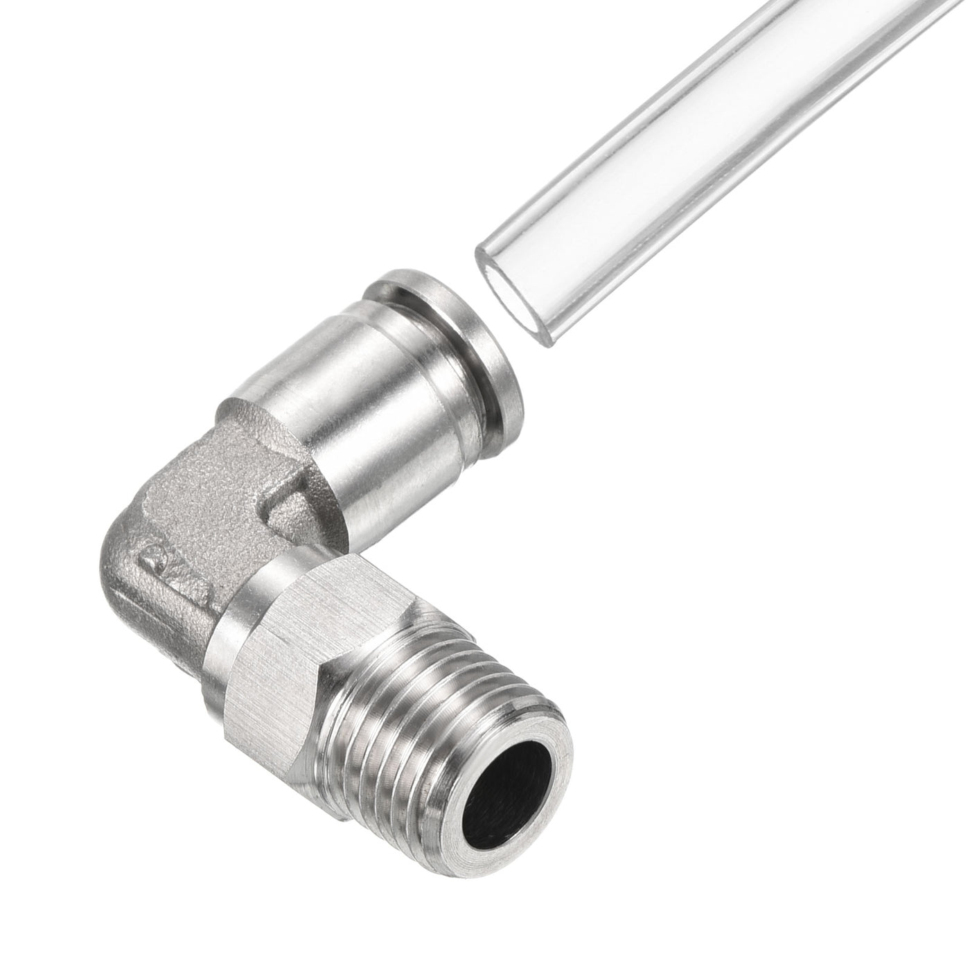 Harfington Push to Connect Fitting Elbow Tube OD Male Thread, Stainless Steel Right Angle Hose Pipe Connector