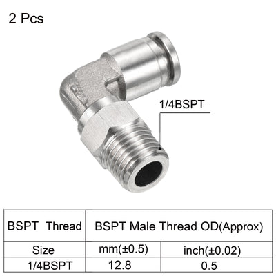 Harfington Push to Connect Fitting Elbow Tube OD Male Thread, Stainless Steel Right Angle Hose Pipe Connector