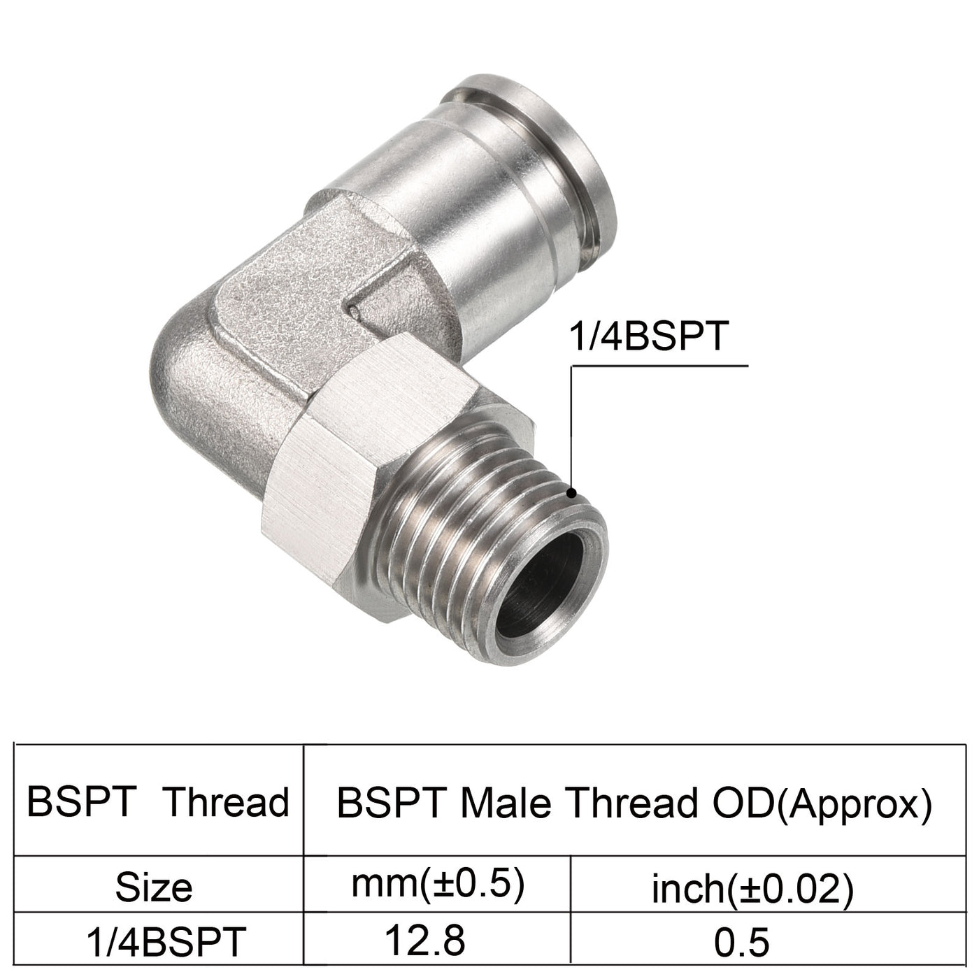 Harfington Push to Connect Fitting Elbow Tube OD Male Thread, Stainless Steel Right Angle Hose Pipe Connector