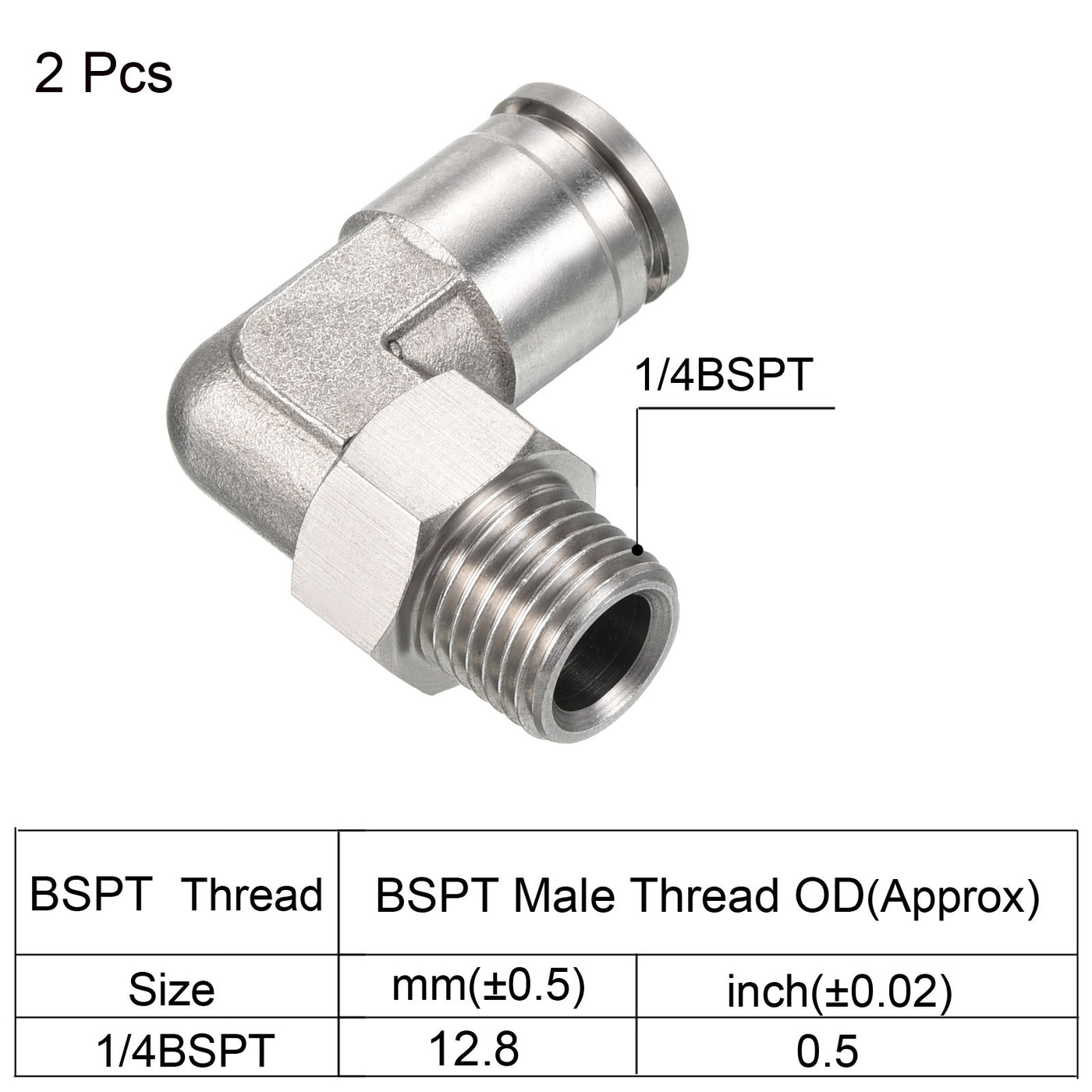 Harfington Push to Connect Fitting Elbow Tube OD Male Thread, Stainless Steel Right Angle Hose Pipe Connector