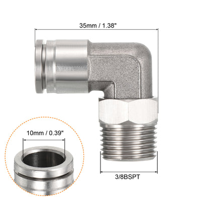 Harfington Push to Connect Fitting Elbow Tube OD Male Thread, Stainless Steel Right Angle Hose Pipe Connector