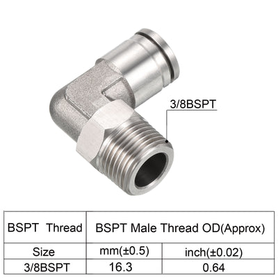 Harfington Push to Connect Fitting Elbow Tube OD Male Thread, Stainless Steel Right Angle Hose Pipe Connector