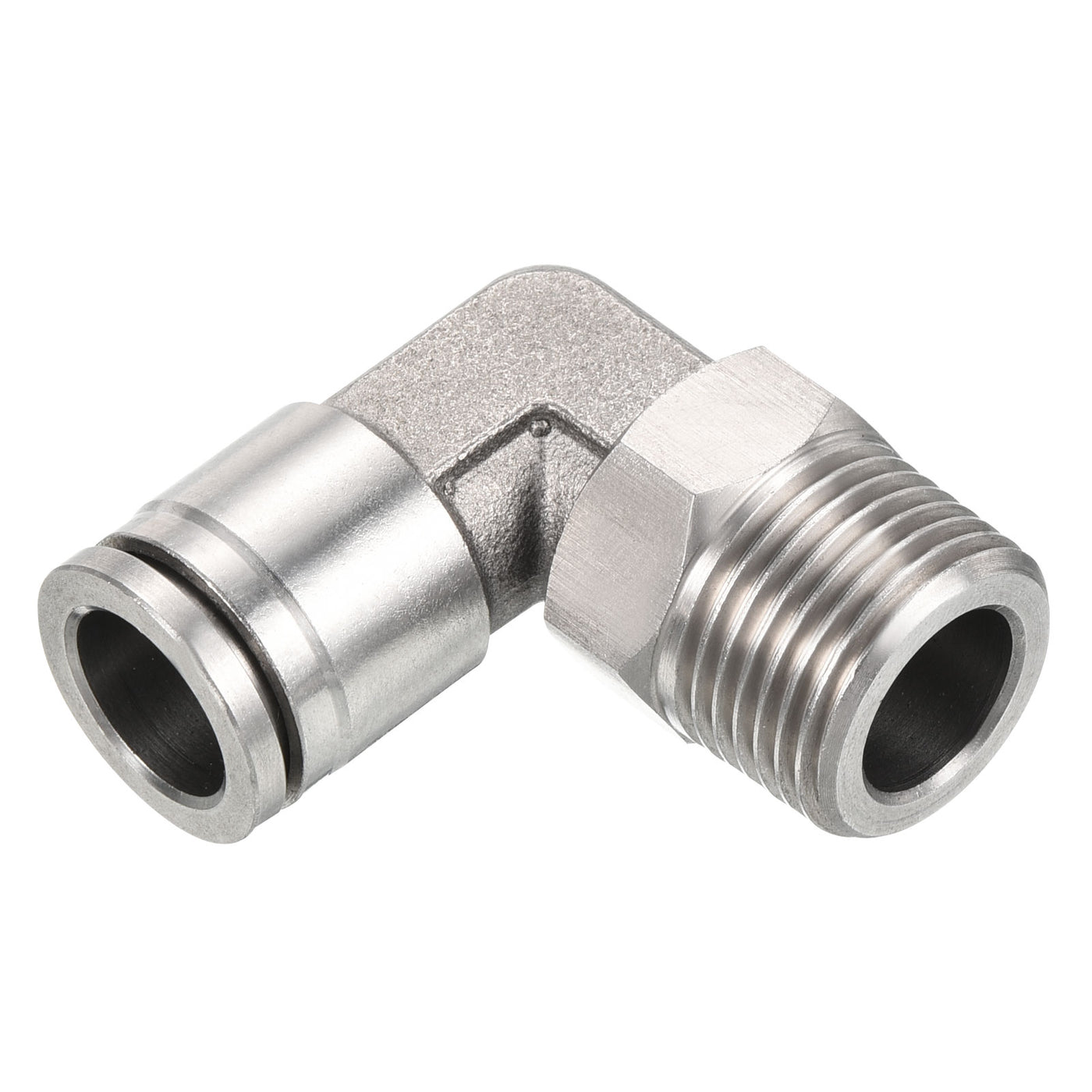 Harfington Push to Connect Fitting Elbow Tube OD Male Thread, Stainless Steel Right Angle Hose Pipe Connector