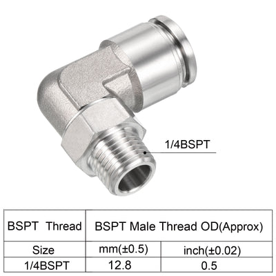 Harfington Push to Connect Fitting Elbow Tube OD Male Thread, Stainless Steel Right Angle Hose Pipe Connector