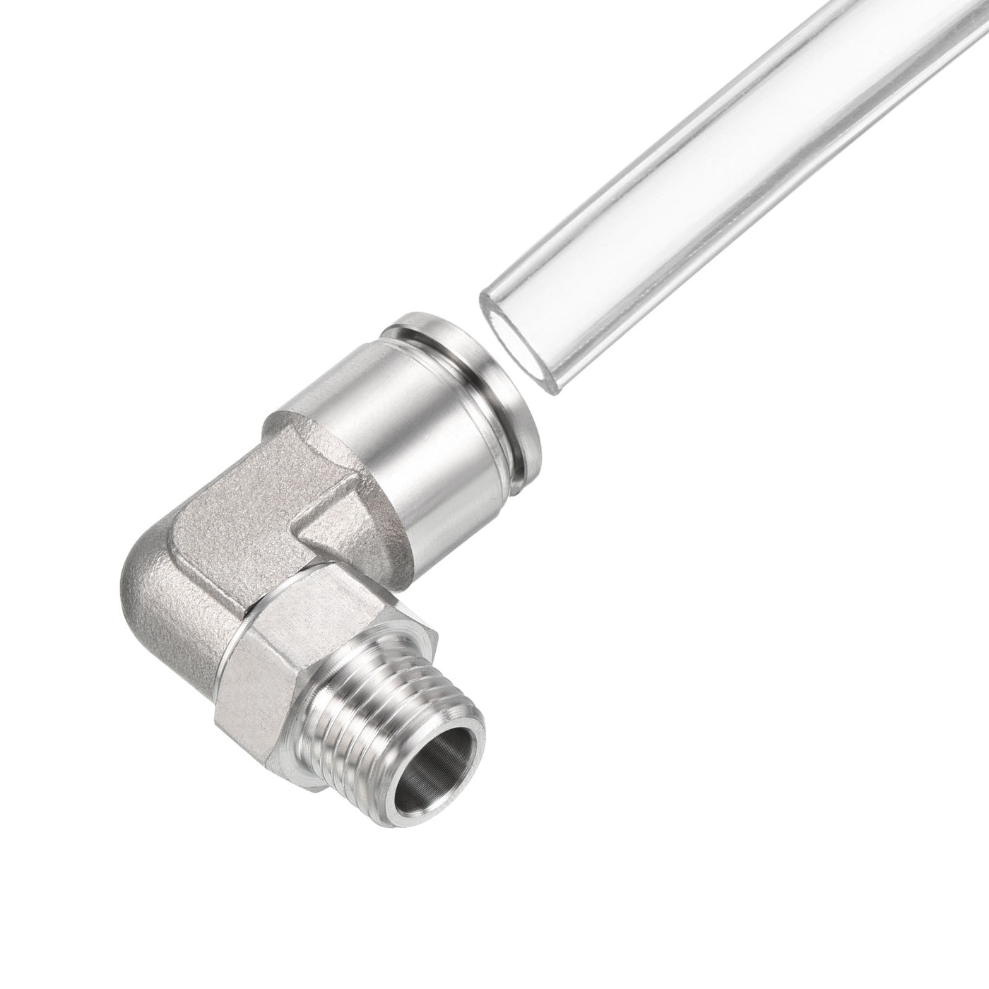 Harfington Push to Connect Fitting Elbow Tube OD Male Thread, Stainless Steel Right Angle Hose Pipe Connector