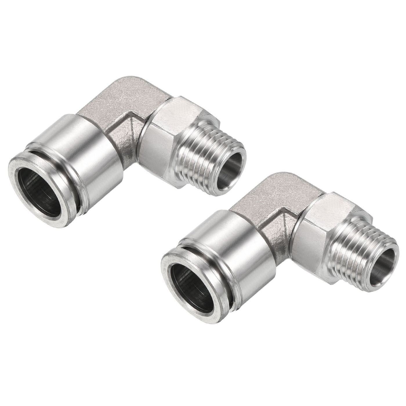 Harfington Push to Connect Fitting Elbow Tube OD Male Thread, Stainless Steel Right Angle Hose Pipe Connector