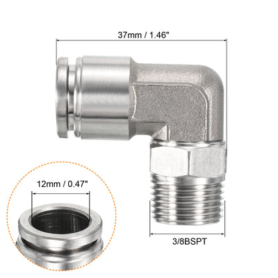 Harfington Push to Connect Fitting Elbow Tube OD Male Thread, Stainless Steel Right Angle Hose Pipe Connector