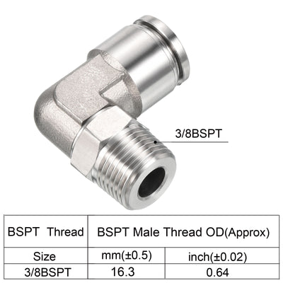 Harfington Push to Connect Fitting Elbow Tube OD Male Thread, Stainless Steel Right Angle Hose Pipe Connector