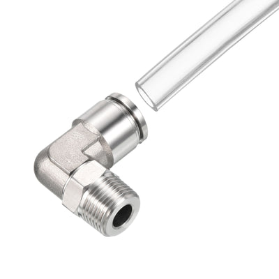 Harfington Push to Connect Fitting Elbow Tube OD Male Thread, Stainless Steel Right Angle Hose Pipe Connector