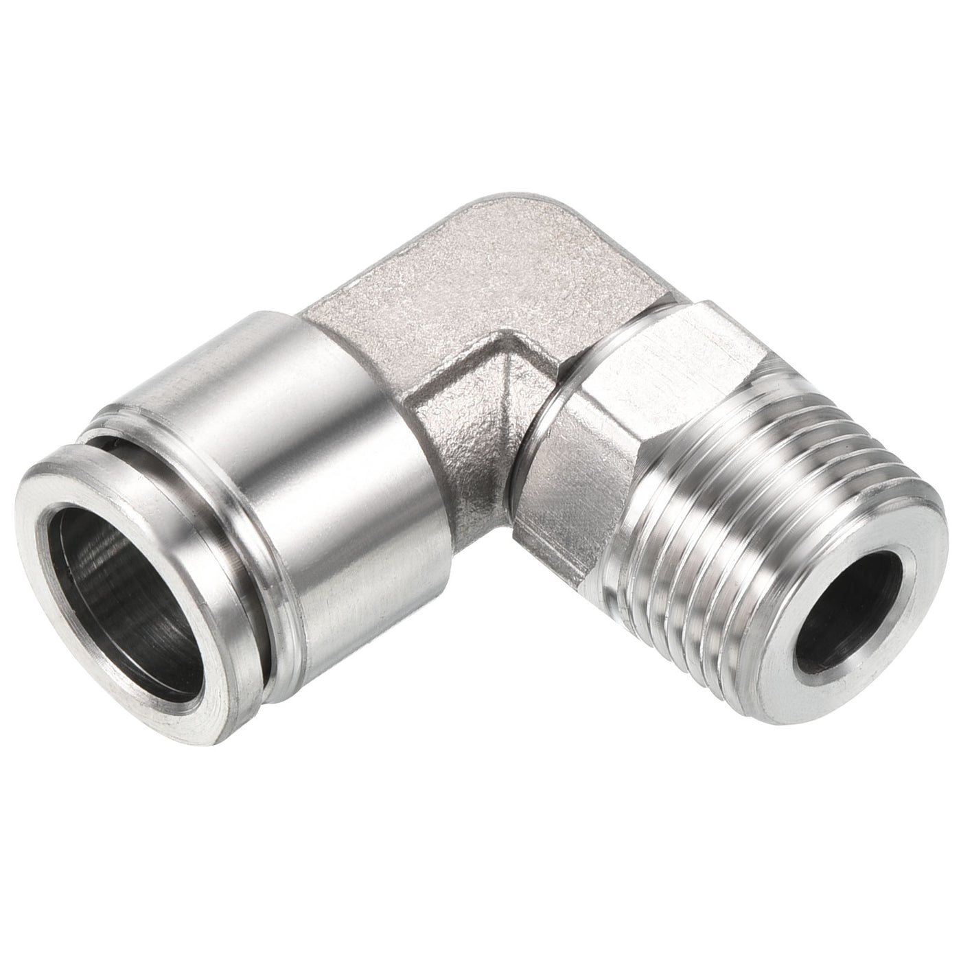 Harfington Push to Connect Fitting Elbow Tube OD Male Thread, Stainless Steel Right Angle Hose Pipe Connector