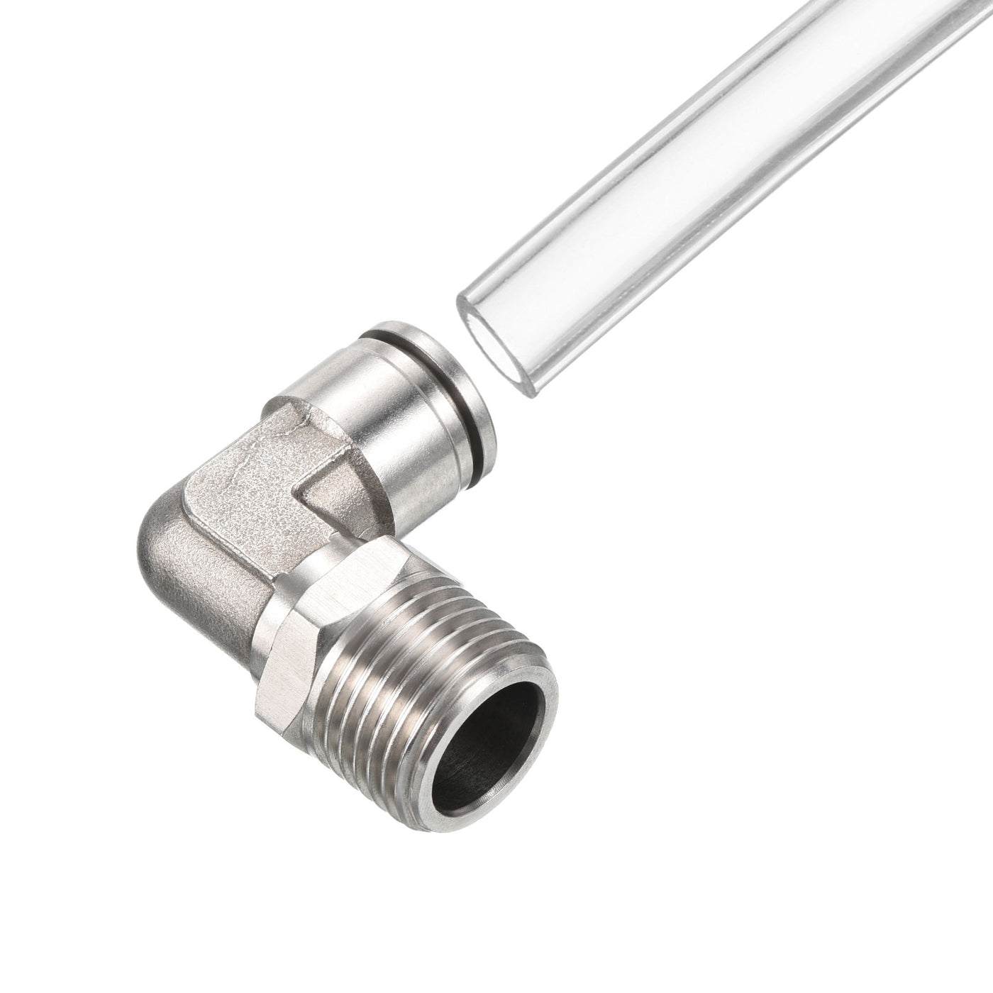 Harfington Push to Connect Fitting Elbow Tube OD Male Thread, Stainless Steel Right Angle Hose Pipe Connector