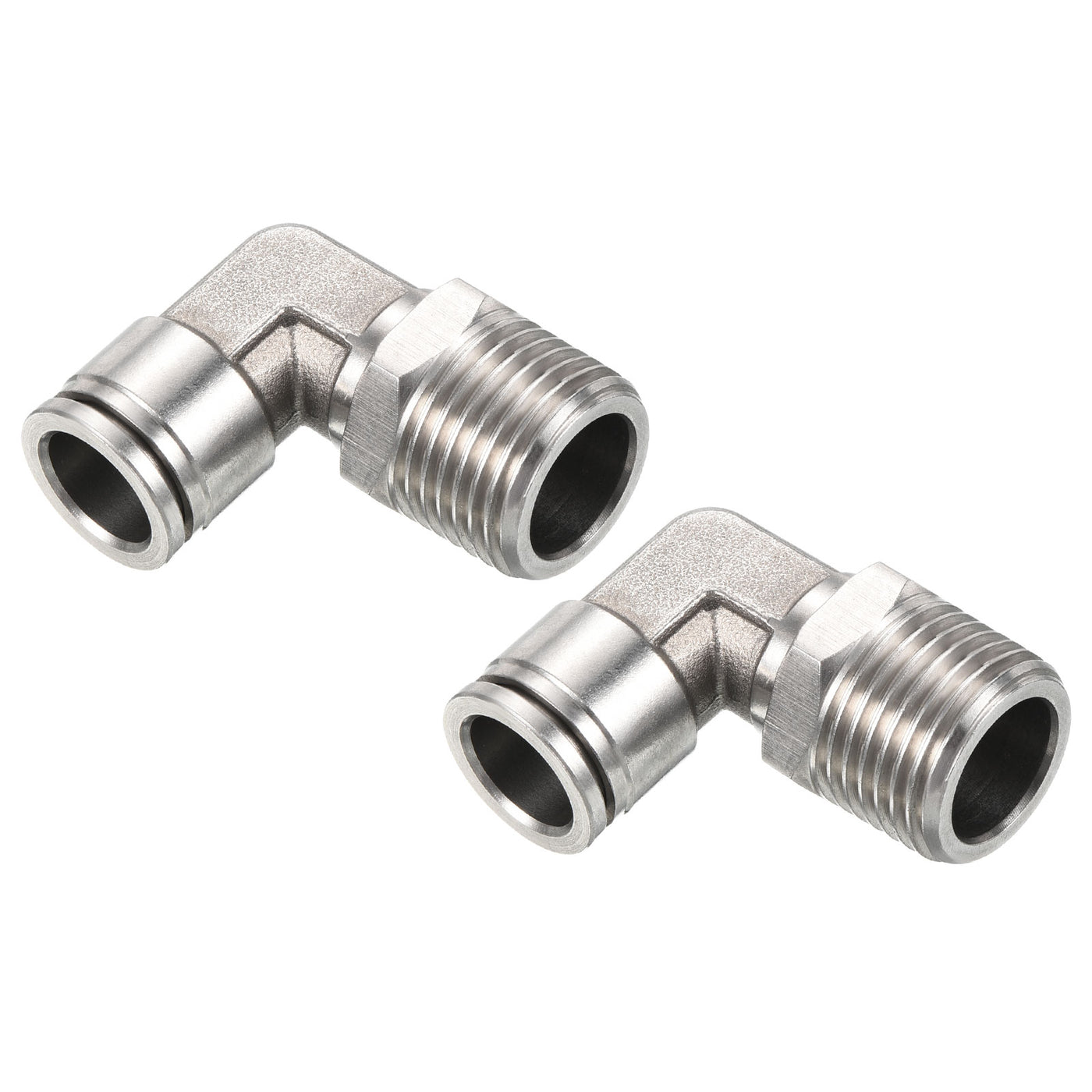 Harfington Push to Connect Fitting Elbow Tube OD Male Thread, Stainless Steel Right Angle Hose Pipe Connector