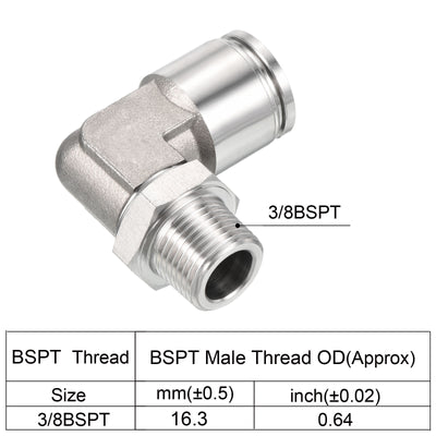 Harfington Push to Connect Fitting Elbow Tube OD Male Thread, Stainless Steel Right Angle Hose Pipe Connector