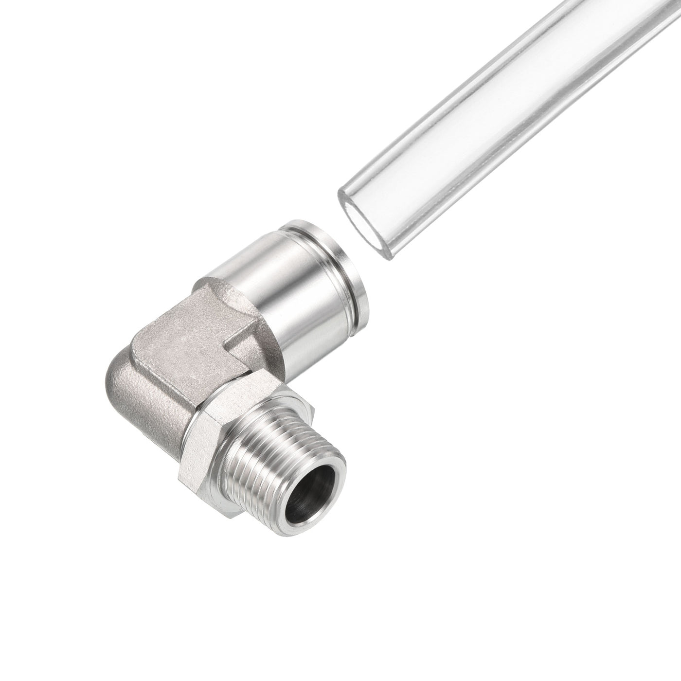 Harfington Push to Connect Fitting Elbow Tube OD Male Thread, Stainless Steel Right Angle Hose Pipe Connector