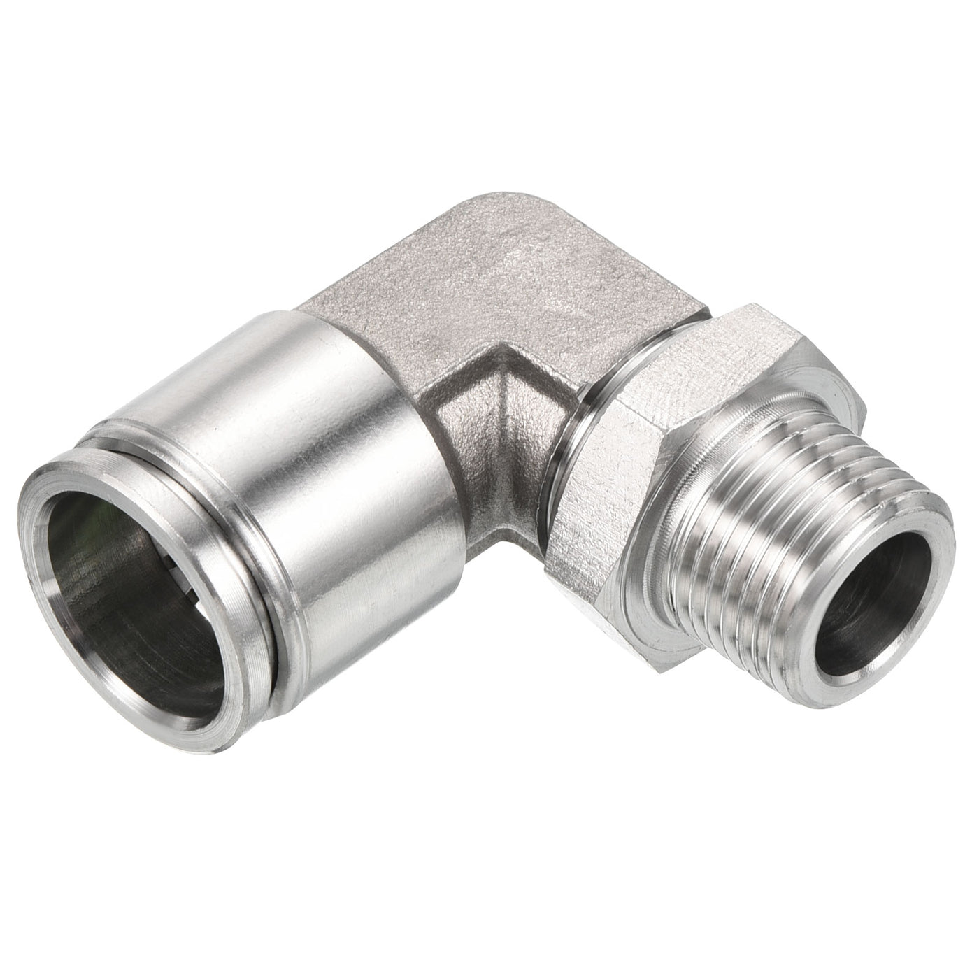 Harfington Push to Connect Fitting Elbow Tube OD Male Thread, Stainless Steel Right Angle Hose Pipe Connector