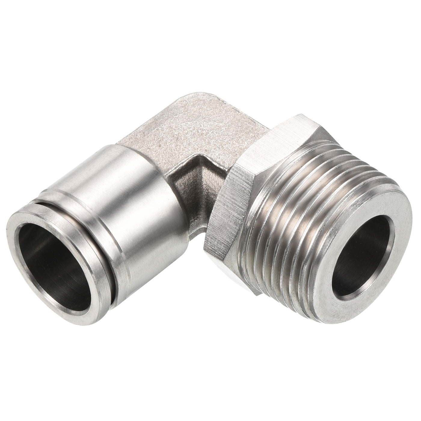 Harfington Push to Connect Fitting Elbow 5/8 Inch Tube OD 3/4 NPT Male Thread, 304 Stainless Steel Right Angle Hose Pipe Connector, Silver