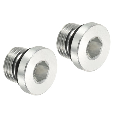 Harfington 3/8-24UNF Hex Head Pipe Fitting Plug, 2 Pack Male Thread 45# Steel Plug