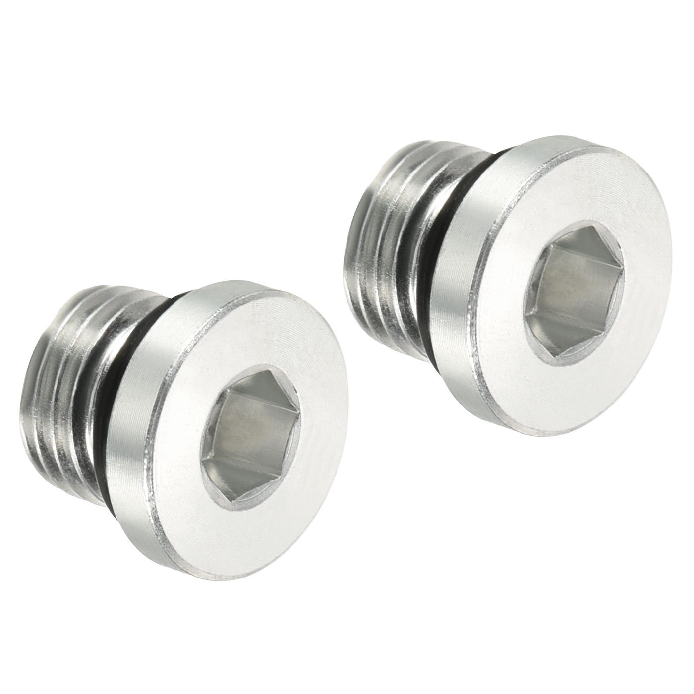 Harfington 3/8-24UNF Hex Head Pipe Fitting Plug, 2 Pack Male Thread 45# Steel Plug