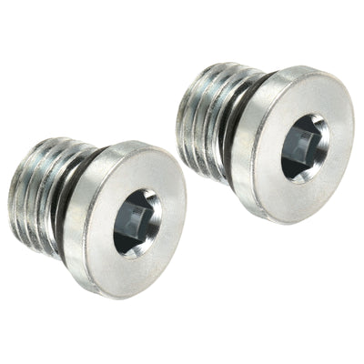 Harfington 7/16-20UNF Hex Head Pipe Fitting Plug, 2 Pack Male Thread 45# Steel Plug