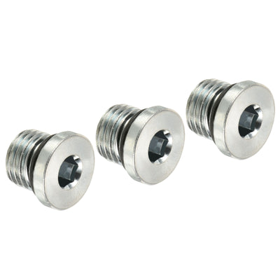 Harfington 7/16-20UNF Hex Head Pipe Fitting Plug, 3 Pack Male Thread 45# Steel Plug