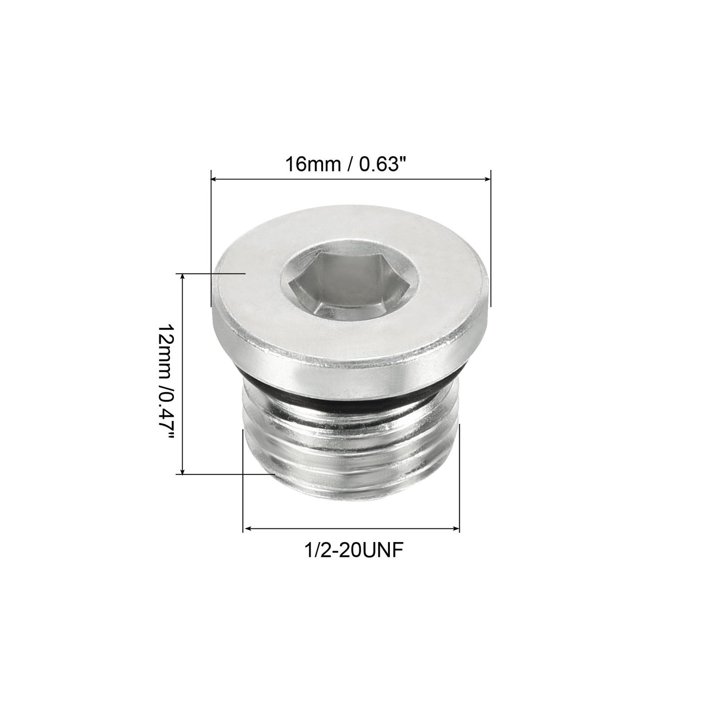 Harfington 1/2-20UNF Hex Head Pipe Fitting Plug, 2 Pack Male Thread 45# Steel Plug