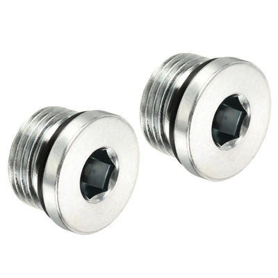 Harfington 3/4-16UNF Hex Head Pipe Fitting Plug, 2 Pack Male Thread 45# Steel Plug